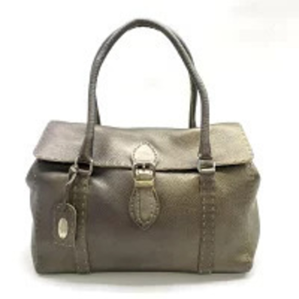Fendi Selleria Linda Handbag leather Bronze Brown metallic brown gold